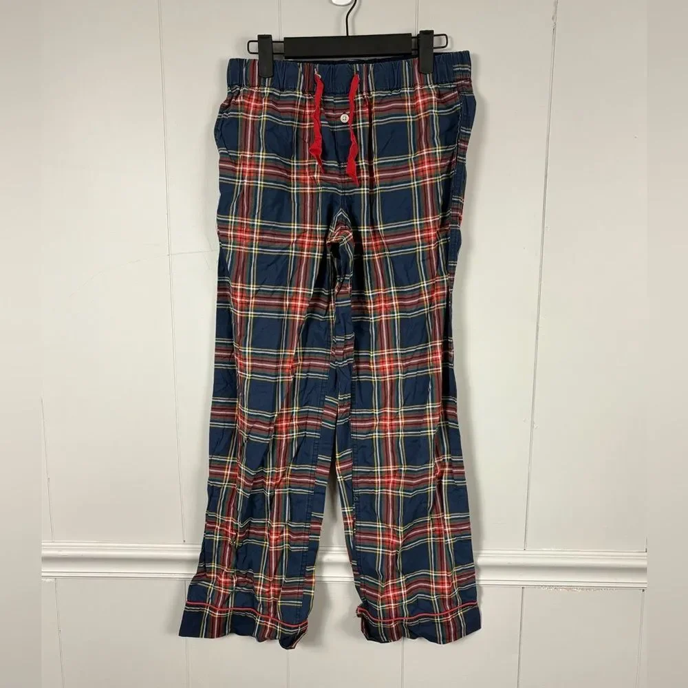 J. Crew Steward Christmas Plaid Poplin Pajama Cotton Pants XS Holiday Loungewear